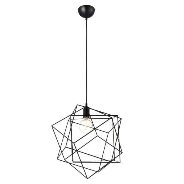 Lampara Colgante Cuadrada en Color Negro Uso Interior de Gran Tamaño