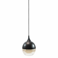 Lampara Colgante en Acabado Negro con Cristal Ámbar para 1 Foco