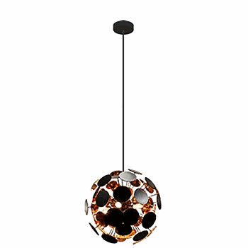 Lampara Colgante en Color Negro con Detalle en Dorado Uso Interior
