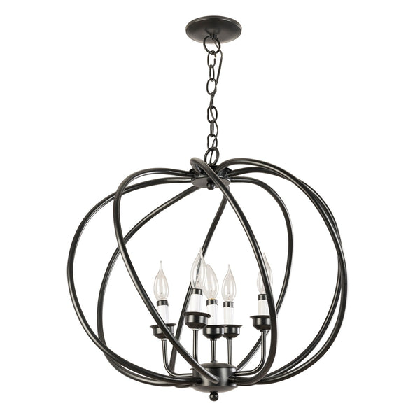 Lampara Colgante en Color Negro para 5 Focos Uso Interior