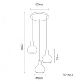 Lámpara Colgante para 3 Focos en Acabado Negro Mate