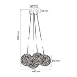 Lampara Colgante para 4 Focos en Aluminio