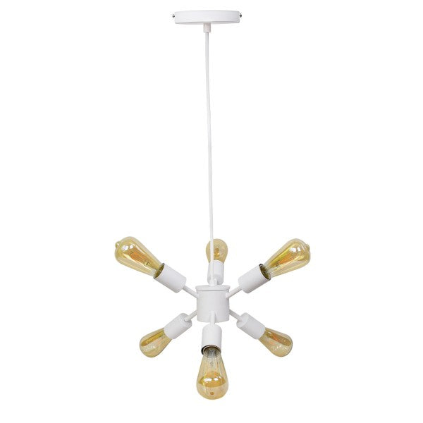 Lámpara Colgante para 6 Focos Disponible en Color Negro y Blanco (Modelo a Elegir)