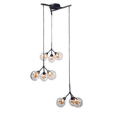 Lámpara Decorativa Triple de Lujo en Acabado Negro Mate con Cristal Claro