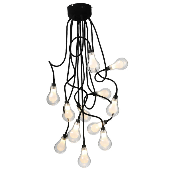 Lámpara Decorativa de Lujo en Acabado Negro con Cristal Claro