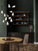 Lámpara Decorativa de Lujo en Acabado Negro con Cristal Claro