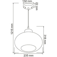 Lampara Colgante en Acabado Cristal Opalino Uso Interior