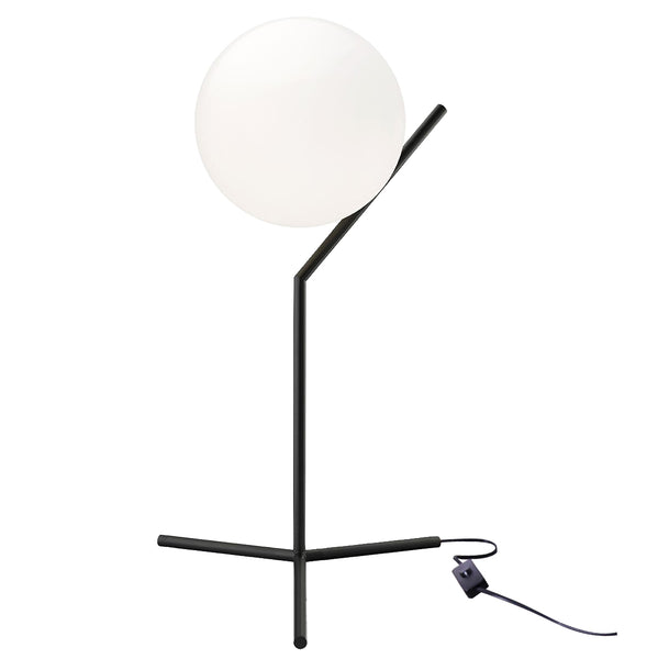 Lámpara de Lujo para Mesa en Acabado Negro con Esfera Blanca
