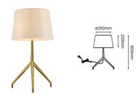 Lámpara de Lujo para Mesa en Acabado Oro con Pantalla en Cristal Opalino