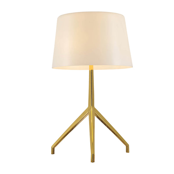 Lámpara de Lujo para Mesa en Acabado Oro con Pantalla en Cristal Opalino
