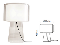 Lámpara de Lujo para Mesa en Cristal Claro con Pantalla Blanca