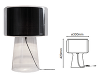 Lámpara de Lujo para Mesa en Cristal Claro con Pantalla Negra