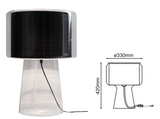 Lámpara de Lujo para Mesa en Cristal Claro con Pantalla Negra