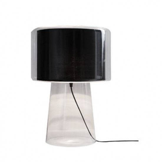 Lámpara de Lujo para Mesa en Cristal Claro con Pantalla Negra