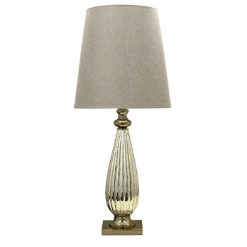 Lampara de Mesa Extra Grande en Acabado Dorado con Pantalla color Beige