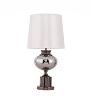 Lampara de Mesa Extra Grande en Cristal Humo con Pantalla color Gris