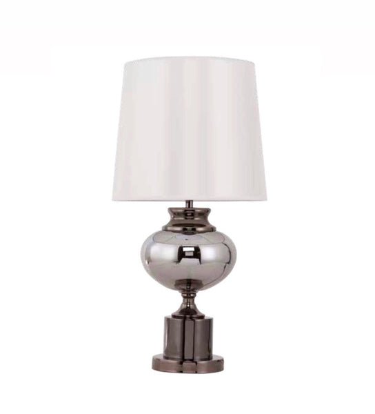 Lampara de Mesa Extra Grande en Cristal Humo con Pantalla color Gris