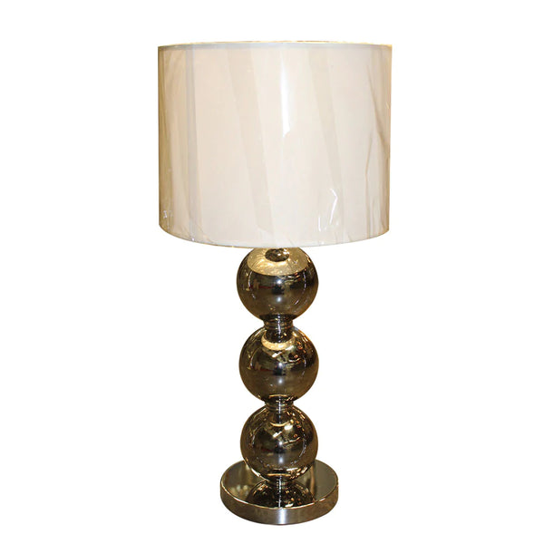 Lampara de Mesa Extra Grande en Cromo con Pantalla en Color Beige