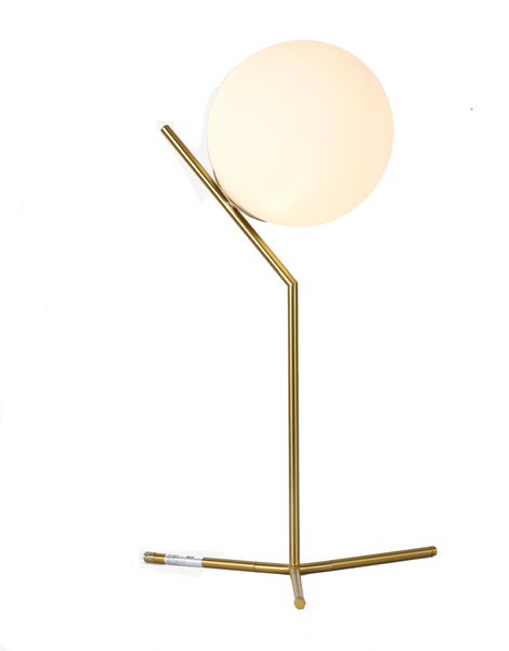 Lampara de Mesa Grande en Dorado con Pequeña Esfera Color Blanco