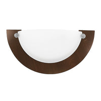 Lampara de Pared en Color Madera Oscura con Cristal Perlado Uso Interior
