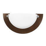 Lampara de Pared en Color Madera Oscura con Cristal Perlado Uso Interior