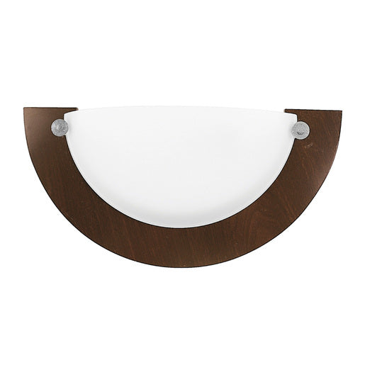 Lampara de Pared en Color Madera Oscura con Cristal Perlado Uso Interior