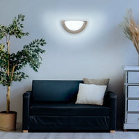 Lampara de Pared en Color Madera Oscura con Cristal Perlado Uso Interior
