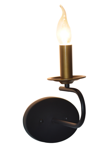 Lampara de Pared para 1 Foco en Acabado Negro/Oro