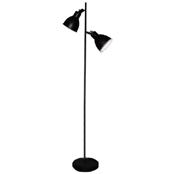 Lampara de Piso para 2 Luces en Color Negro