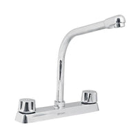 Mezcladora 8" para Fregadero Cuello Tipo Cobra Manerales Hexagonales Disponible con Cartucho Cerámico o Compresión (Modelo a Elegir)