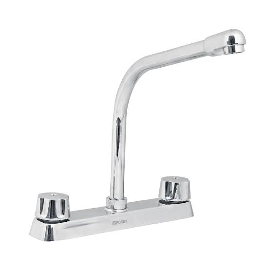 Mezcladora 8" para Fregadero Cuello Tipo Cobra Manerales Hexagonales Disponible con Cartucho Cerámico o Compresión (Modelo a Elegir)