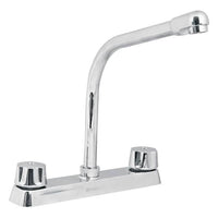 Mezcladora 8" para Fregadero Cuello Tipo Cobra Manerales Hexagonales Disponible con Cartucho Cerámico o Compresión (Modelo a Elegir)