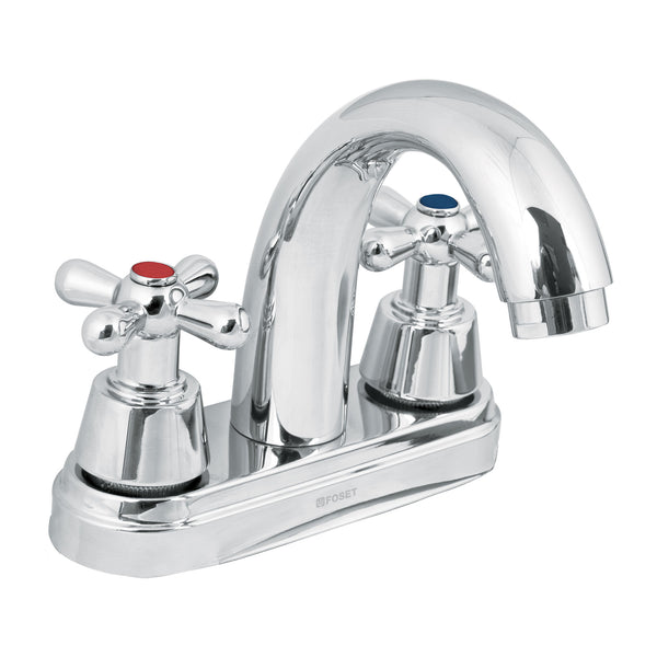 Mezcladoras 4" Para Lavabo en Forma de Nariz Curva Manerales Tipo Crucera Disponible en Color Cromo y Cromo-Oro (Modelo a Elegir)