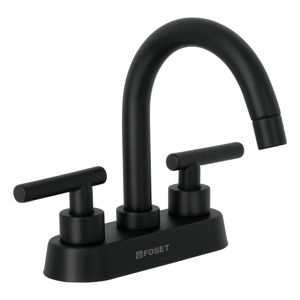 Mezcladoras 4" para Lavabo Cuello Curvo y Manerales Tipo Palanca Disponible en Color Negro Mate, Cromo y Satin (Modelo a Elegir)