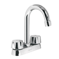 Mezcladoras 4" para Lavabo Cuello Tipo Bar Manerales Hexagonales Disponible con Cartucho Cerámico o Compresión (Modelo a Elegir)