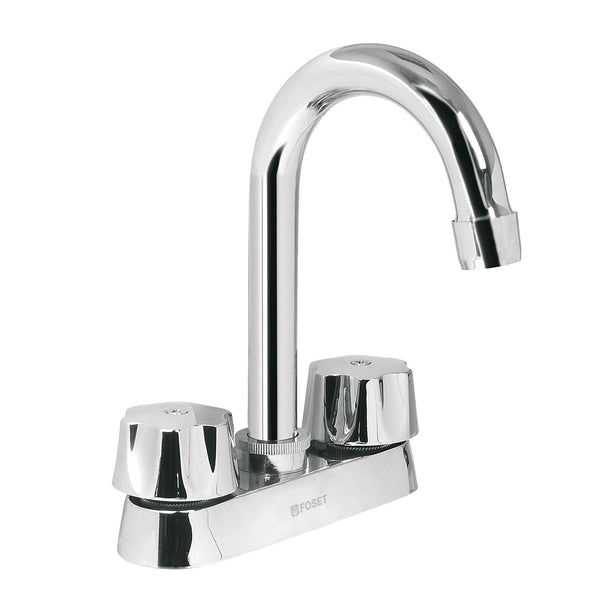 Mezcladoras 4" para Lavabo Cuello Tipo Bar Manerales Hexagonales Disponible con Cartucho Cerámico o Compresión (Modelo a Elegir)