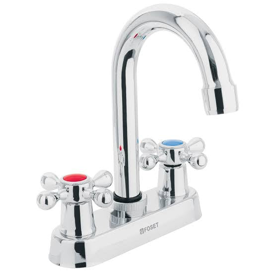 Mezcladoras 4" para Lavabo Cuello Tipo Bar Manerales Tipo Cruceta