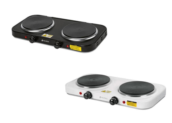 Parrillas Electricas Doble Quemador Tipo Disco Color Blanco y Negro (Modelo a Elegir)