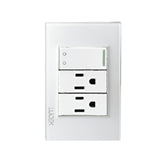 Placa con 1 Interruptor Escalera Y 2 Contacto Disponible en Color Blanco, Marfil, Menta y Negro (Modelo a Elegir)