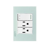 Placa con 1 Interruptor Escalera Y 2 Contacto Disponible en Color Blanco, Marfil, Menta y Negro (Modelo a Elegir)