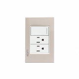 Placa con 1 Interruptor Escalera Y 2 Contacto Disponible en Color Blanco, Marfil, Menta y Negro (Modelo a Elegir)