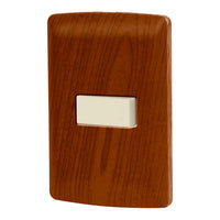 Placa con 1 Interruptor Escalera en Color Madera