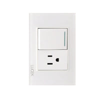 Placa con 1 Interruptor Sencillo y 1 Contacto Disponible en Color Blanco, Marfil, Menta y Negro (Modelo a Elegir)