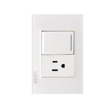 Placa con 1 Interruptor Sencillo y 1 Contacto Disponible en Color Blanco, Marfil, Menta y Negro (Modelo a Elegir)