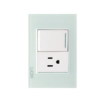Placa con 1 Interruptor Sencillo y 1 Contacto Disponible en Color Blanco, Marfil, Menta y Negro (Modelo a Elegir)