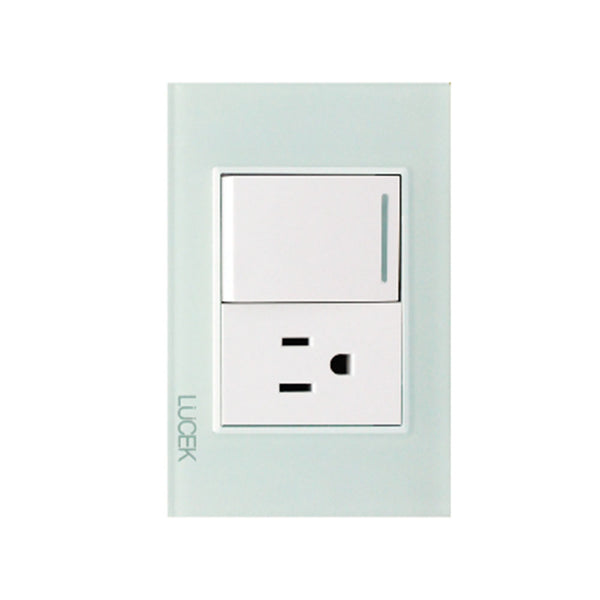 Placa con 1 Interruptor Sencillo y 1 Contacto Disponible en Color Blanco, Marfil, Menta y Negro (Modelo a Elegir)