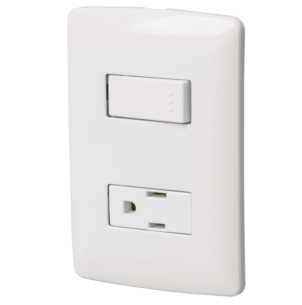 Placa con 1 Interruptor Sencillo y 1 Contacto en Color Blanco