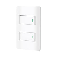 Placa con 1 Interruptor Sencillo y 1 Interruptor Escalera Disponible en Color Blanco, Negro y Acero (Modelo a Elegir)
