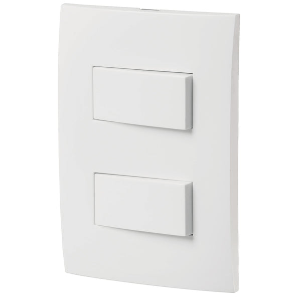 Placa con 1 Interruptor Sencillo y 1 Interruptor Escalera en Color Blanco