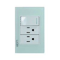 Placa con 1 Interruptor Sencillo y 2 Contactos Disponible en Color Blanco, Marfil, Menta y Negro (Modelo a Elegir)